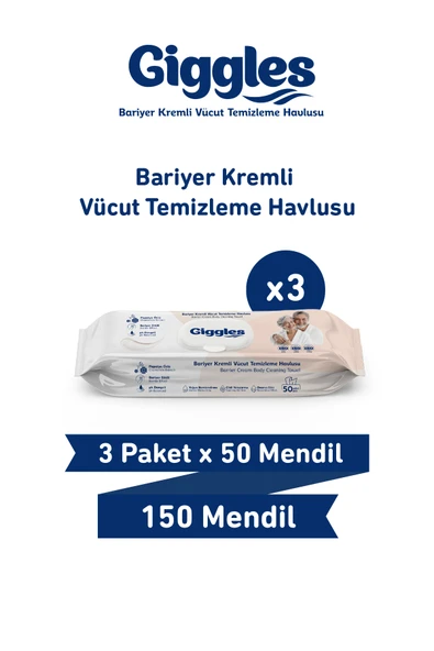 Giggles Bariyer Kremli Perine ve Vücut Temizleme ve Bakım Havlusu (3x50 Adet) ürün görseli 1