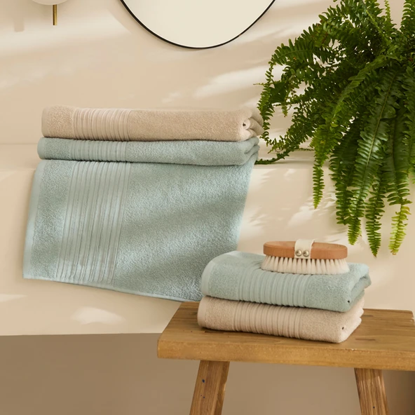 Karaca Home Line Soft %100 Pamuk 4 Parça Hamam Seti Bej-Pudra ürün görseli 1