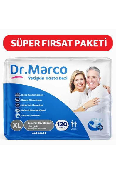 Dr.Marco Yetişkin Bel Bantlı Hasta Bezi Extra Large 30'lu 4 Paket 120 Adet ürün görseli 1