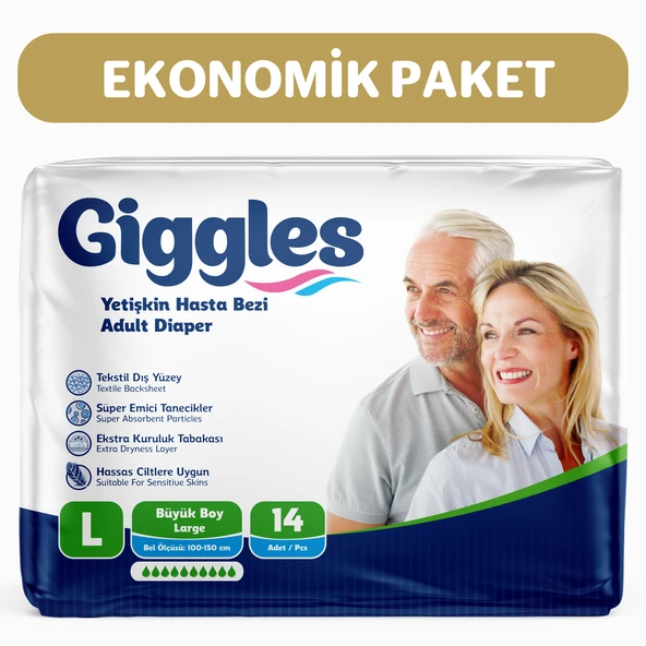 Giggles Yetişkin Bel Bantlı Hasta Bezi Large 7'li 2 Paket 14  Adet ürün görseli 1