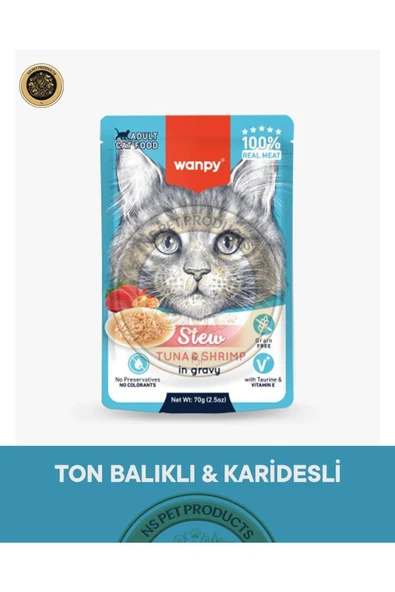 Pouch Ton Balık & Karides Yetişkin Kedi Yaş Maması 70 gr ürün görseli 1