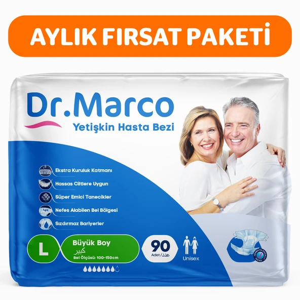 Dr.Marco Yetişkin Bel Bantlı Hasta Bezi Large 90 adet ürün görseli 1