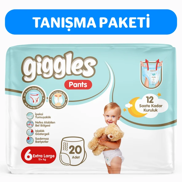 Giggles Pants Külotlu Bebek Bezi 6 Numara XLarge 20 Adet ürün görseli 1