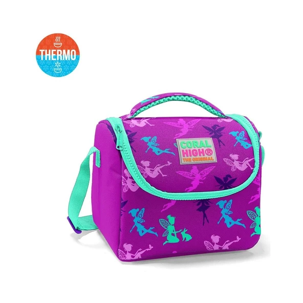 Coral High Kids Koyu Pembe Su Yeşili Peri Desenli Thermo Beslenme Çantas 11803 ürün görseli 1