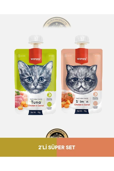 Ton Balık - Tavuk - Havuç & Somon - Tavuk - Havuç Kedi Et Ezmesi Kedi Ödül Maması Seti 2x90 gr ürün görseli 1