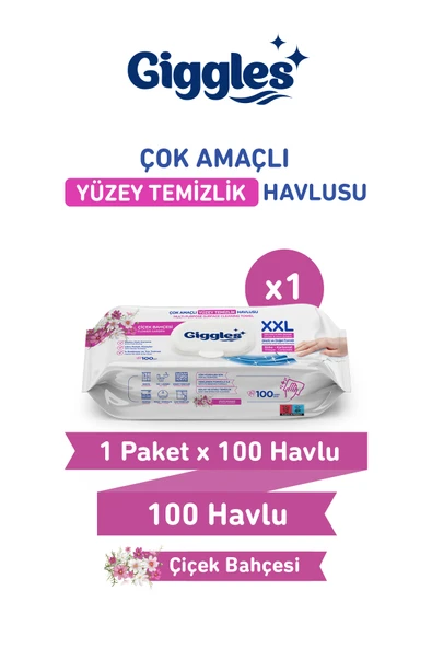 Giggles XXL İz Bırakmayan Yüzey Temizlik Havlusu - (Çiçek Bahçesi) 100 Yaprak ürün görseli 1