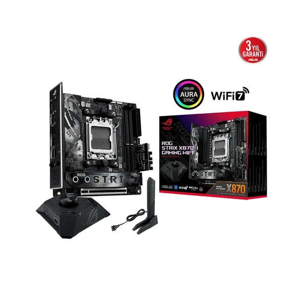 ASUS ROG STRIX X870-I GAMING WIFI AMD X870 Soket AM5 8400Mhz DDR5 WiFi 7 + BT AURA RGB Mini ITX Anakart ürün görseli 1