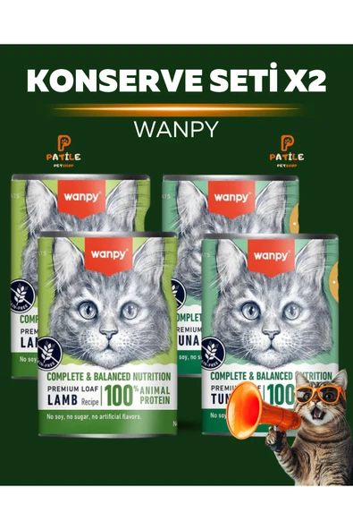 tahılsız %100 hayvansal proteinli kuzulu & ton balıklı kedi konservesi 2’şerli set (4 Adet) ürün görseli 1
