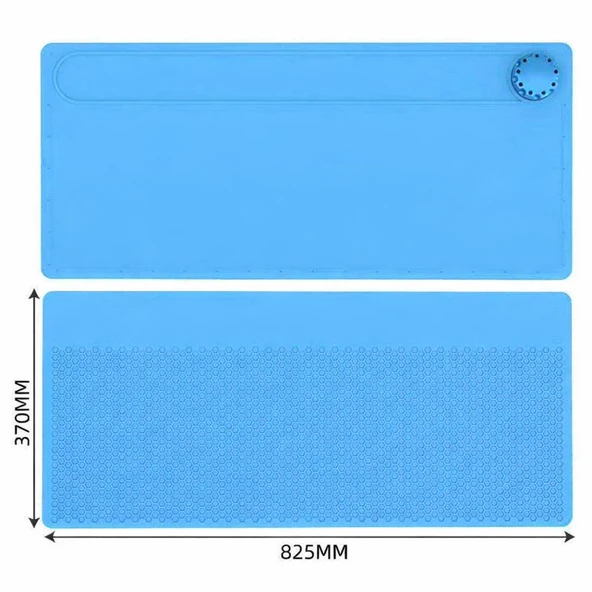 TE-729 ANTİSTATİK ISIYA DAYANIKLI ELEKTRONİK TAMİR MATI SİLİKON PAD 825 X 370 MM MAVİ ürün görseli 1