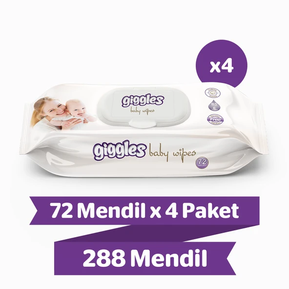 Giggles Baby Wipes Islak Havlu 72'li 4 Paket 288 Mendil ürün görseli 1
