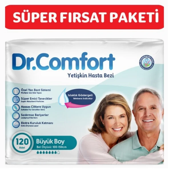 Dr.Comfort Yetişkin Bel Bantlı Hasta Bezi Large 30'lu 4 paket 120 adet ürün görseli 1