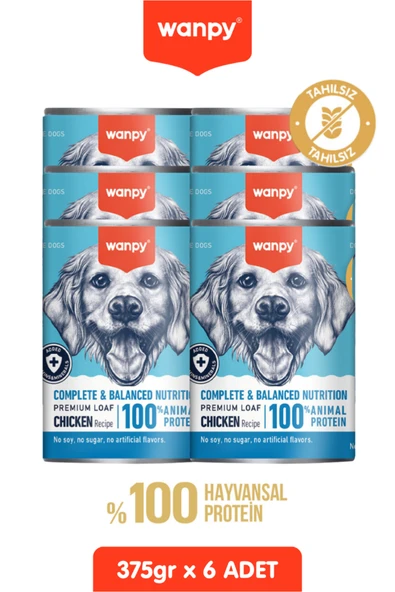 6 Adet Tahılsız Köpek %100 Gerçek Et Tavuklu Konserve 375 gr ürün görseli 1