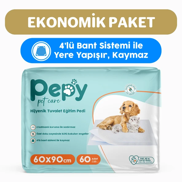 Pepy 60x90 Hijyenik Tuvalet Eğitim Pedi 30'lu 2 Paket 60 Adet ürün görseli 1