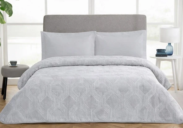 Özdilek Trendy Embos Çift Kişilik Battaniye (220x240)-Art Deco Gri Yeni ürün görseli 1