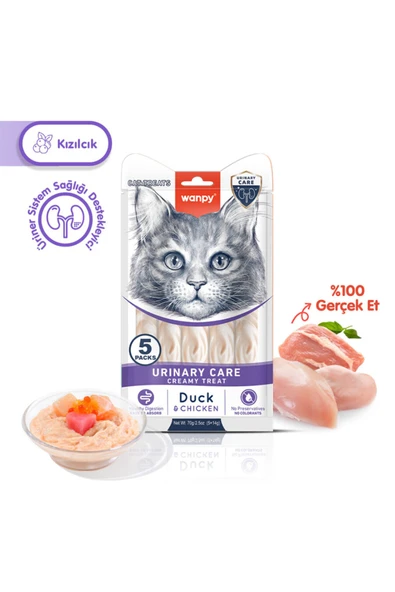 Üriner Sistem Sağlığı Destekleyici Kedi Ödül Maması Ördek & Tavuk Kedi Ödül Kreması 5x14gr ürün görseli 1