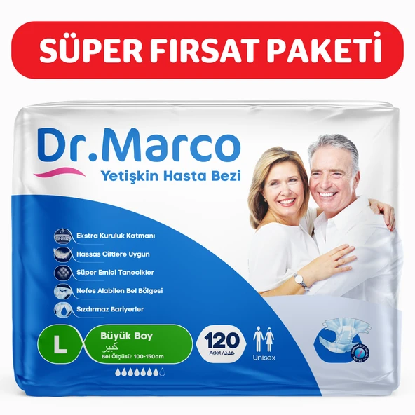 Dr.Marco Yetişkin Bel Bantlı Hasta Bezi Large 120 adet ürün görseli 1