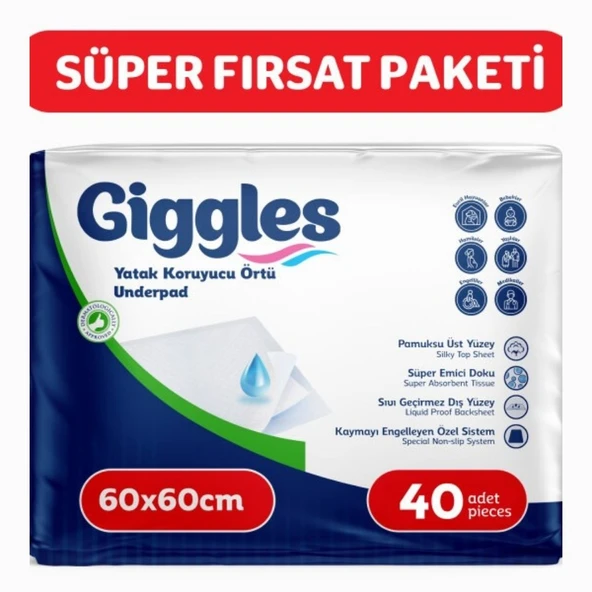 Giggles 60x60 Yatak Koruyucu Örtü 10'lu 4 Paket 40 Adet ürün görseli 1