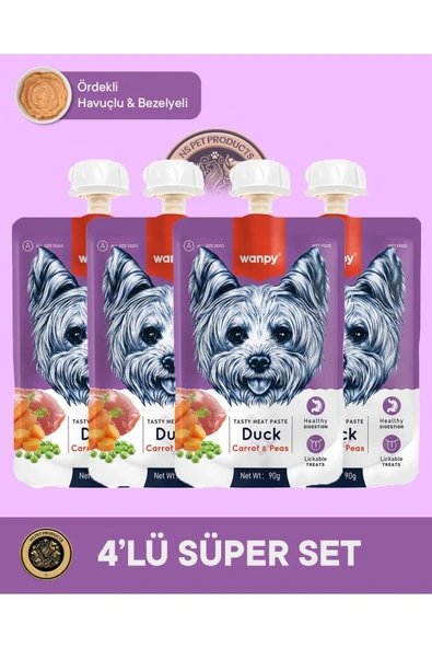 Ördek & Havuç Köpek Et Ezmesi Köpek Ödül Maması Seti 4x90 gr ürün görseli 1
