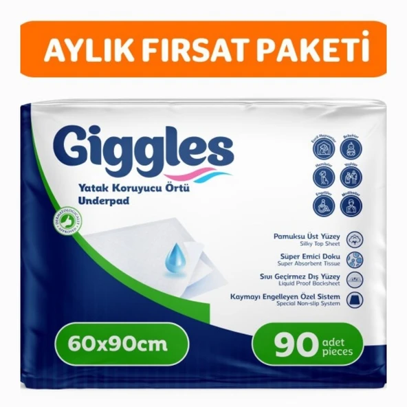 Giggles 60x90 Yatak Koruyucu Örtü 30'lu 3 Paket 90 Adet ürün görseli 1