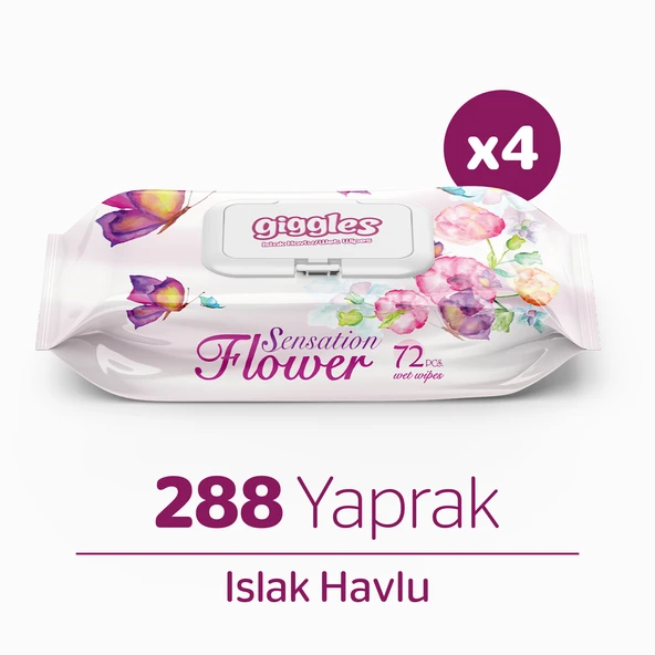 Giggles Sensation Flower Islak Havlu 72'li 4 Paket 288 Mendil ürün görseli 1