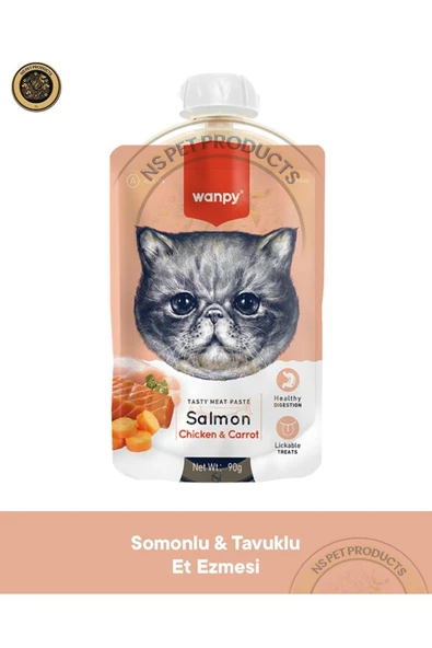 Somon & Tavuk & Havuç Kedi Et Ezmesi Kedi Ödül Maması 90 gr ürün görseli 1