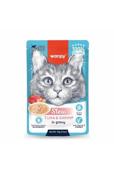 Stew Gravy Pocuh Ton Balıklı ve Karidesli Yetişkin Yaş Kedi Maması 70 gr ürün görseli 1