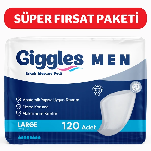 Giggles Yetişkin Erkek Mesane Pedi - L Beden - 6 Paket 120 Adet ürün görseli 1