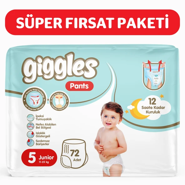 Giggles Pants Külotlu Bebek Bezi 5 Numara Junior 72 Adet ürün görseli 1