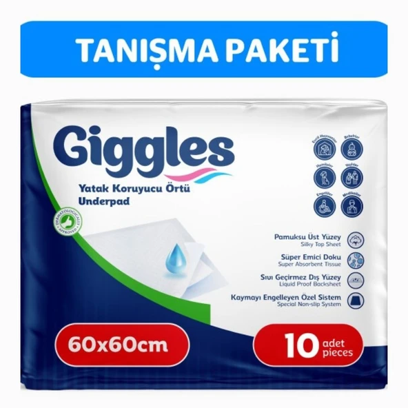 Giggles 60x60 Yatak Koruyucu Örtü 10'lu 1 Paket 10 Adet ürün görseli 1