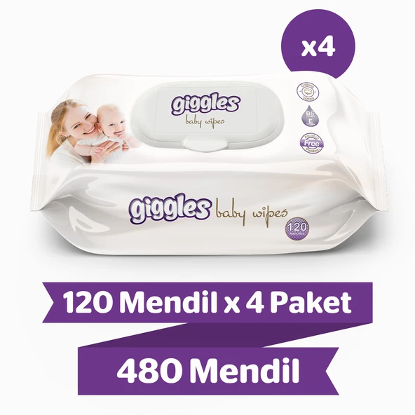 Giggles Baby Wipes Islak Havlu 120'li 4 Paket 480 Mendil ürün görseli 1