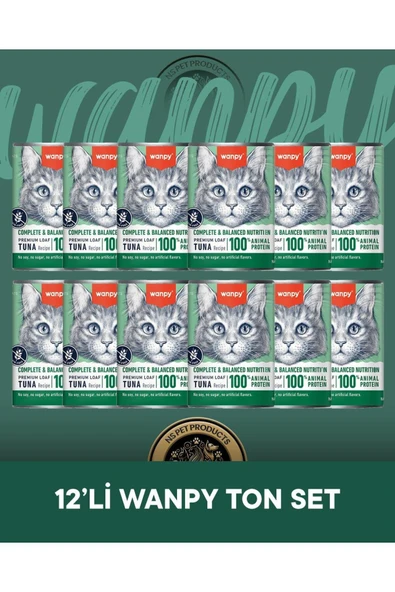 Tahılsız %100 Gerçek Et Ton Balıklı Ezme Kedi Konserve Maması Seti 12x375 gr ürün görseli 1