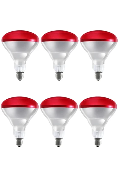 (6 Adet) 250w Kızılötesi Isıtıcılı Hayvan Isıtma Ve Kuluçka Lambası (kırmızı Işık) E27 (kalın Duy) ürün görseli 1