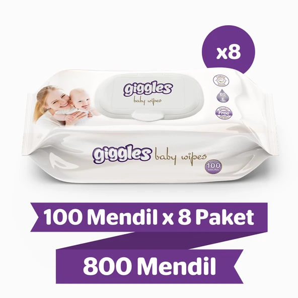 Giggles Baby Wipes Islak Havlu 100'lü 8 Paket 800 Mendil ürün görseli 1