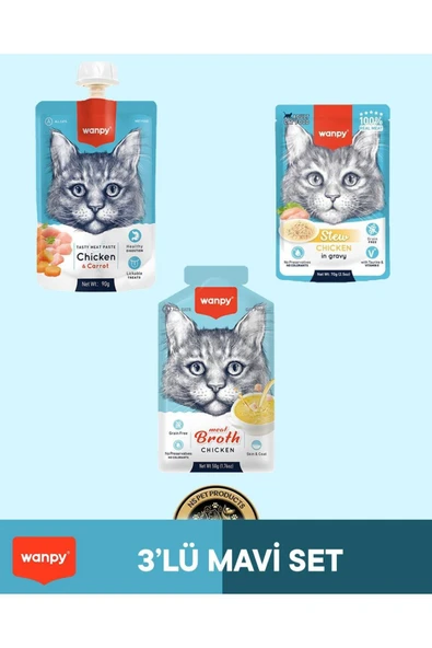 Kedi Maması 3'lü Tavuklu Mavi Set ürün görseli 1
