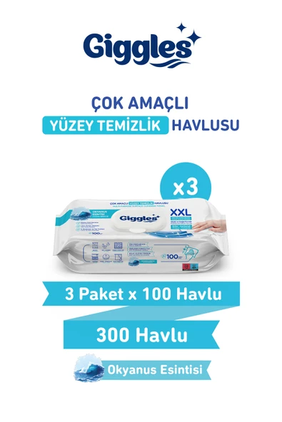 Giggles XXL İz Bırakmayan Yüzey Temizlik Havlusu - (Okyanus Esintisi) 300 Yaprak ürün görseli 1