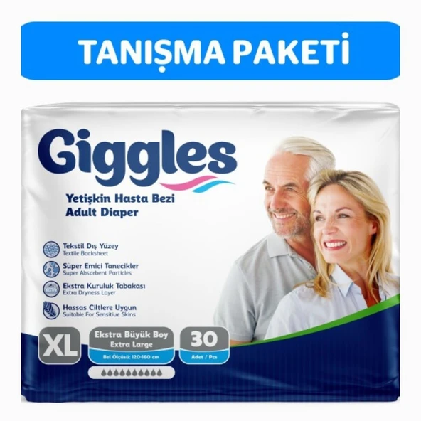 Giggles Yetişkin Bel Bantlı Hasta Bezi ExtraLarge 30'lu 1 Paket 30 Adet ürün görseli 1