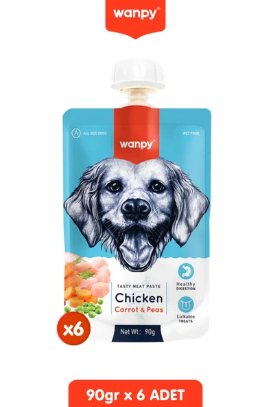 6lı Taze Tavuklu & Havuçlu Köpek Et Ezmesi Köpek Ödülü 6 Adet x 90 gr ürün görseli 1