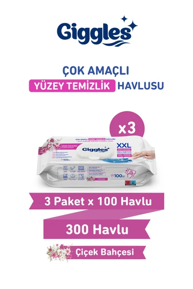 Giggles XXL İz Bırakmayan Yüzey Temizlik Havlusu - (Çiçek Bahçesi) 300 Yaprak ürün görseli 1