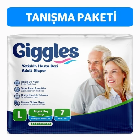Giggles Yetişkin Bel Bantlı Hasta Bezi Large 7'li 1 Paket 7 Adet ürün görseli 1