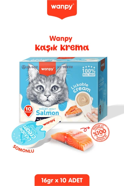 Somonlu Tahılsız Kaşıklı Kedi Ödül Kreması Kedi Ödülü 10 x 16gr ürün görseli 1