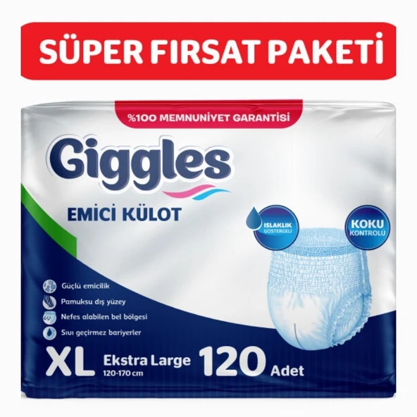 Giggles Yetişkin Emici Külot ExtraLarge 30'lu 4 Paket 120 Adet ürün görseli 1