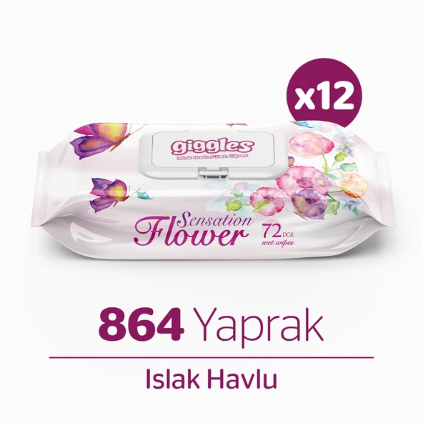Giggles Sensation Flower Islak Havlu 72'li 12 Paket 864 Mendil ürün görseli 1