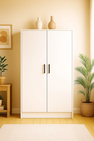 Dmz Home Tamamı Mdf, 2 Kapaklı,, Yüklük Dolap 180/90/50 Cm, Beyaz renkli, Çok Amaçlı Gardrop ürün görseli 1