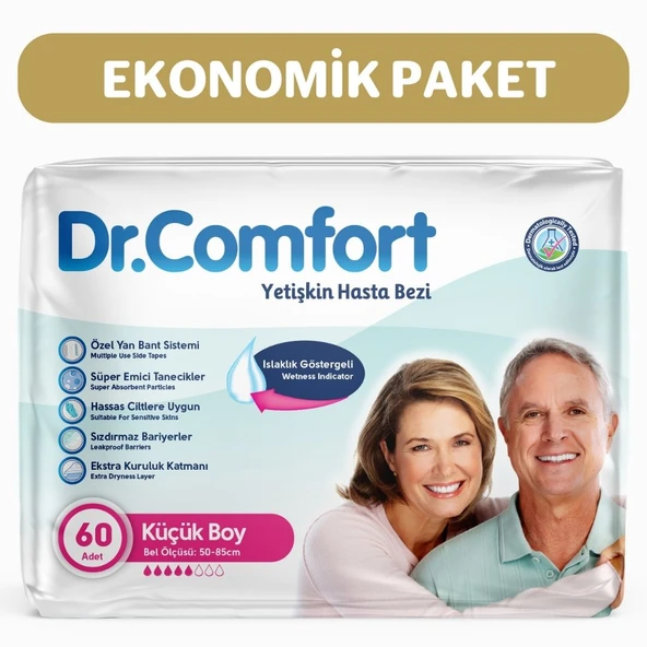Dr.Comfort Yetişkin Bel Bantlı Hasta Bezi Small 30'lu 2 paket 60 adet ürün görseli 1