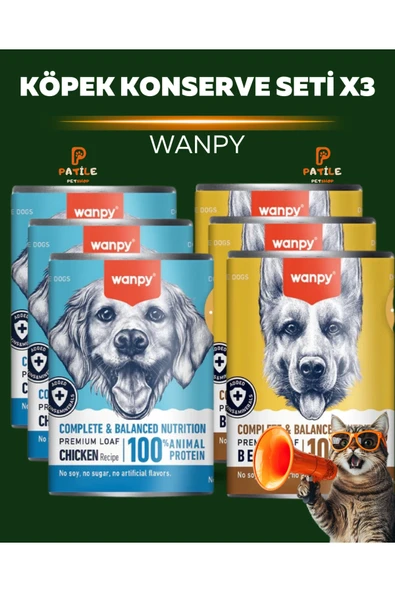 tahılsız %100 hayvansal proteinli biftekli & tavuklu köpek konservesi 3’lü set ürün görseli 1