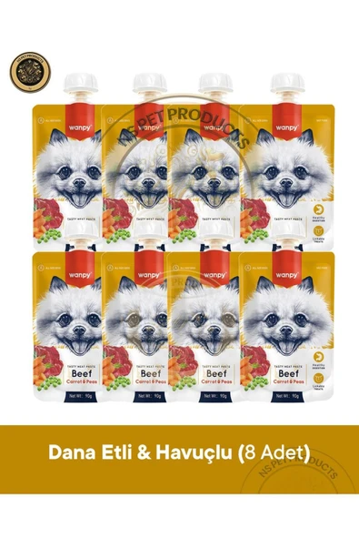 Sığır Et & Havuç Köpek Et Ezmesi Köpek Ödül Maması Seti 8x90 gr ürün görseli 1