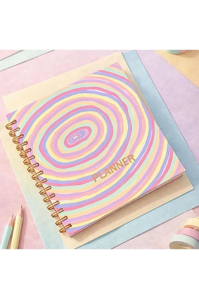 Lizy Spiralli Süresiz Planlayıcı Ajanda - 19x19 cm - Motivasyon ve Sticker Sayfaları Daire ürün görseli 1