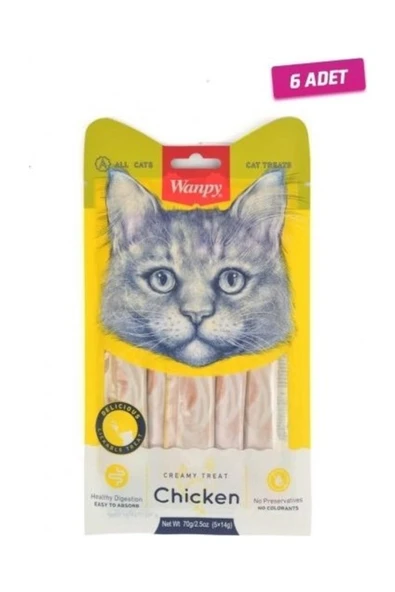 6 Adet - Wanpy Tavuklu Sıvı Kedi Ödülü 5X14 gr ürün görseli 1