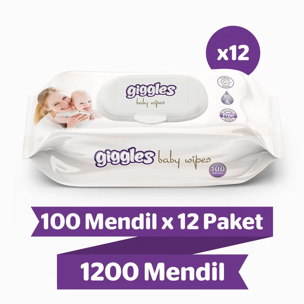 Giggles Baby Wipes Islak Havlu 100'lü 12 Paket 1200 Mendil ürün görseli 1
