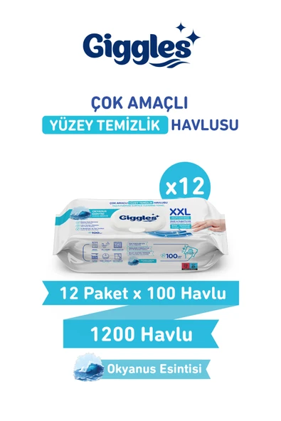 Giggles XXL İz Bırakmayan Yüzey Temizlik Havlusu - (Okyanus Esintisi) 1200 Yaprak ürün görseli 1